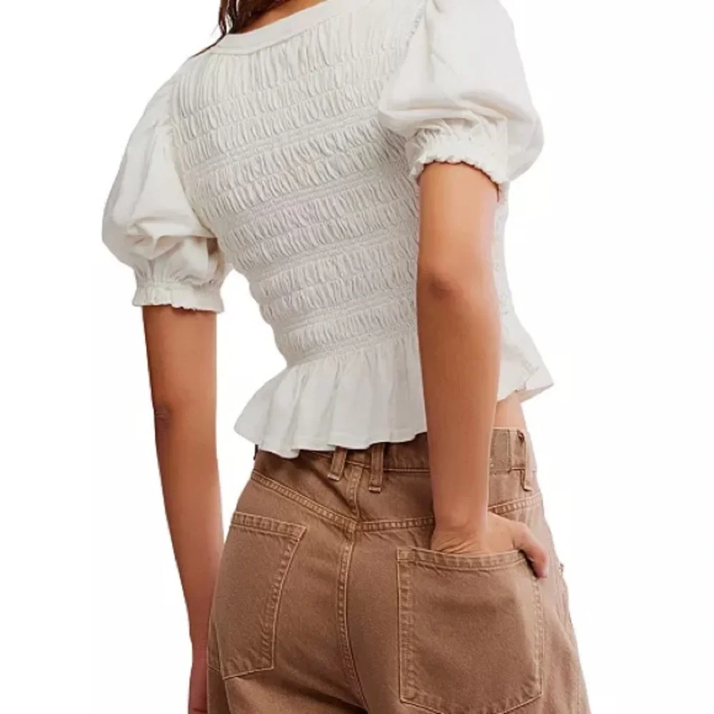 NWOT Free People cotton maxey puff sleeve peplum top